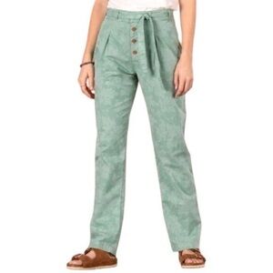 NWT Sundance Floral Jacquard Trouser Pant Sage Green Size 12 *missing belt*